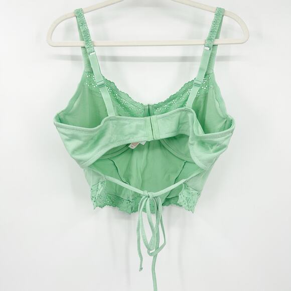 Colsie Womens Coquette Eyelet Corset Bralette Crop Top Size 2X‎ Mint Green - Picture 12 of 12
